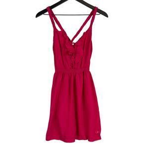 Gilly Hicks Size M Viscose Crossover Straps Mini Tank Dress Pink w Pockets